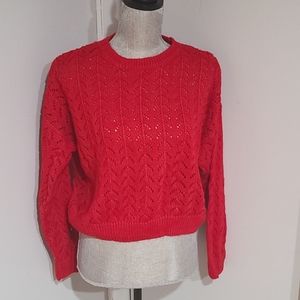 Red crochet sweater